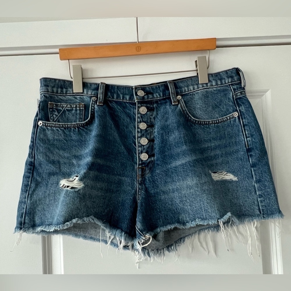 NWOT 7 For All Mankind Monroe High Rise Distressed Cutoff Denim Shorts 32